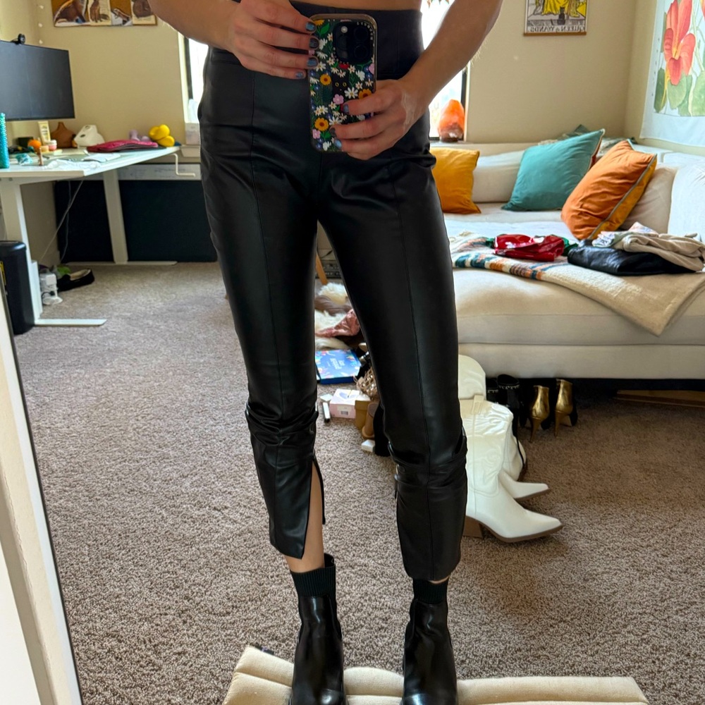 Zara Vegan Leather Pants, Small
